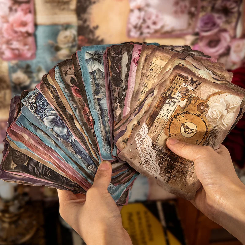 30 Blatt Vintage Rose Dekor Scrapbooking Material Papier DIY Junk Journal Collage Fotoalbum Retro Hintergrundpapier Image