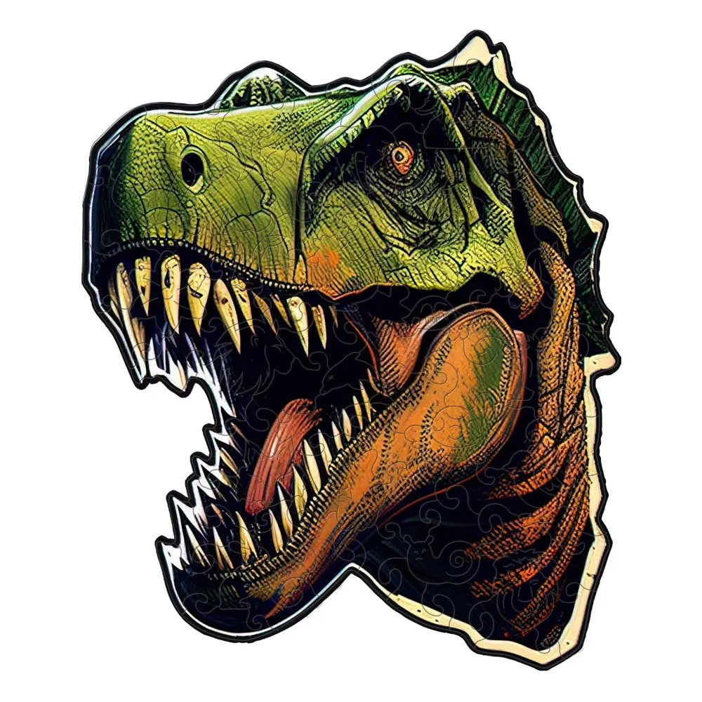 Tyrannosaurus Rex Tier Holzpuzzle Personalisierte Erwachsene Unregelmäßige Form Puzzle Kinder DIY Schachbrettspiele Kinder Bildung Image