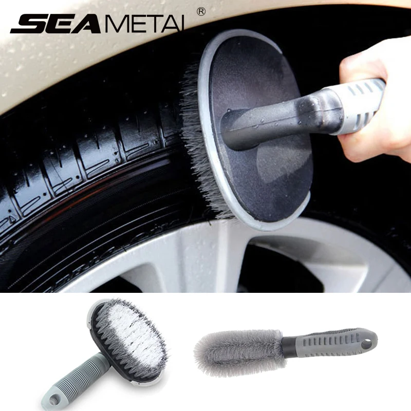SEAMETAL Auto Rad Pinsel Reifen Reinigung Pinsel Werkzeuge Auto Felge Wäscher Reiniger Duster Motorrad Lkw Räder Auto Detaillierung Pinsel Image
