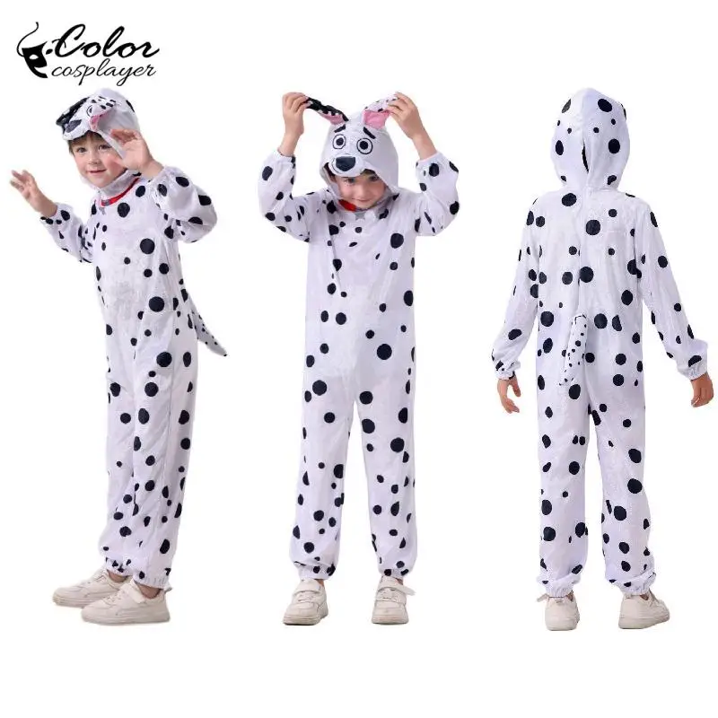 Kind Dalmatiner Cosplay Overalls Halloween Kostüm Tier mit Schwanz Overall Niedlichen Cartoon Body Party Dress Up Kind Kleidung Image