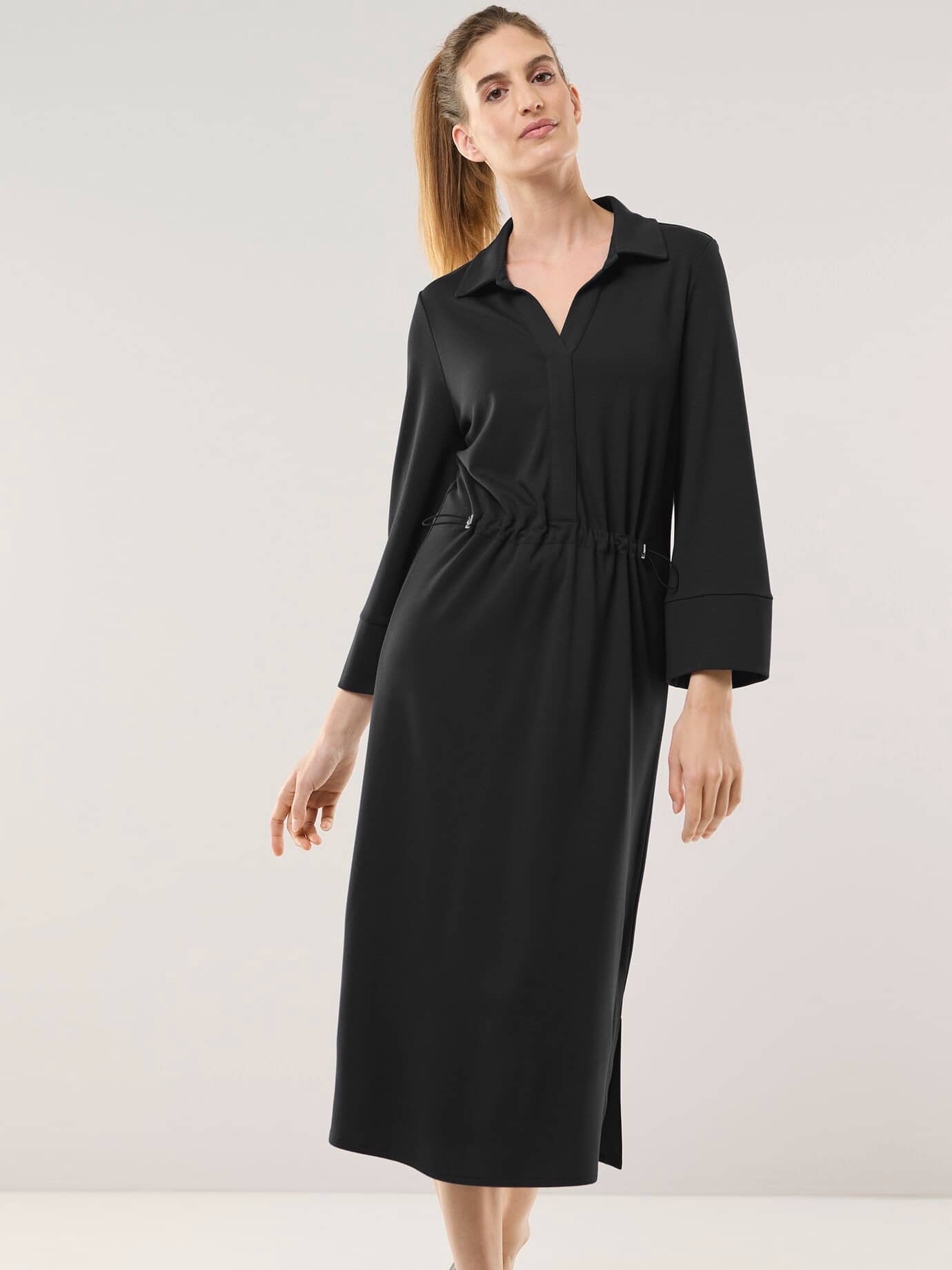 Walbusch Damen Midi Jersey-Kleid Schwarz