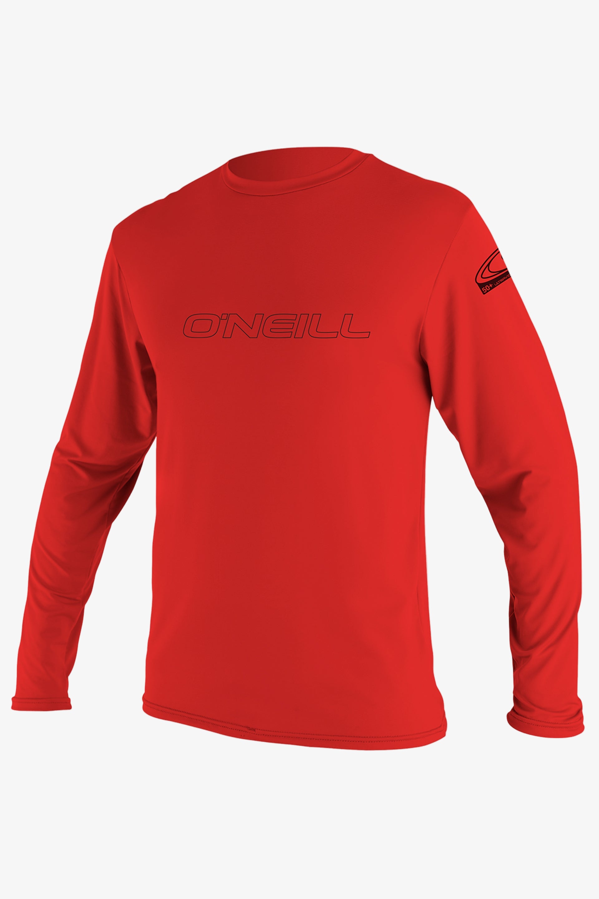 O'Neill Youth Basic Skins 50+ Long Sleeves Sun Shirt in Red, Size 4, Polyester/Spandex