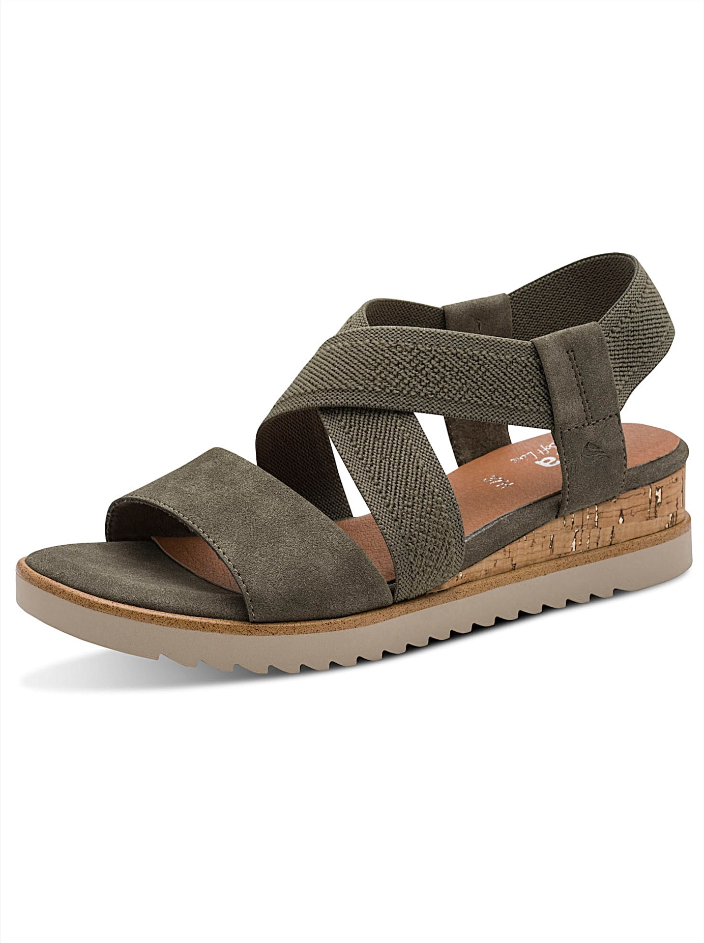 Sandalette JANA, Damen, Gr. 38, khaki, Lederimitat, Schuhe Sandalette
