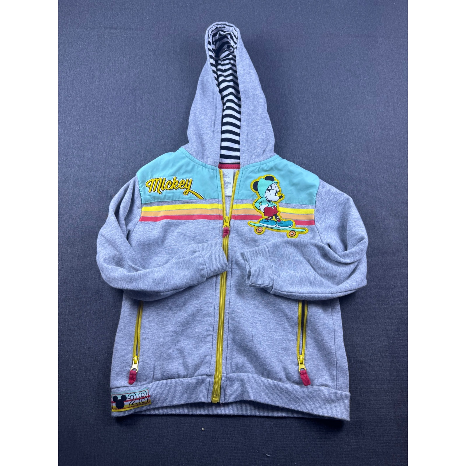 Disney Shirts & Tops | Disney Mickey Mouse Good Vibes Only Zip Up Hoodie Kids Size 5/6 | Color: Gray | Size: 5b