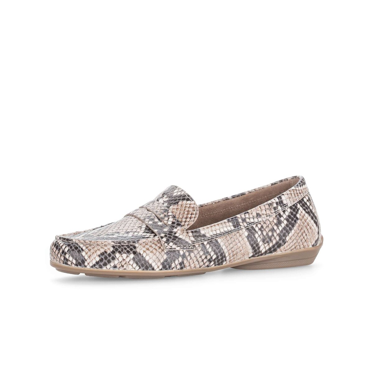 Mokassin GABOR "Mokassin Effektleder", Damen, Gr. 38, beige, Schuhe Mokassin