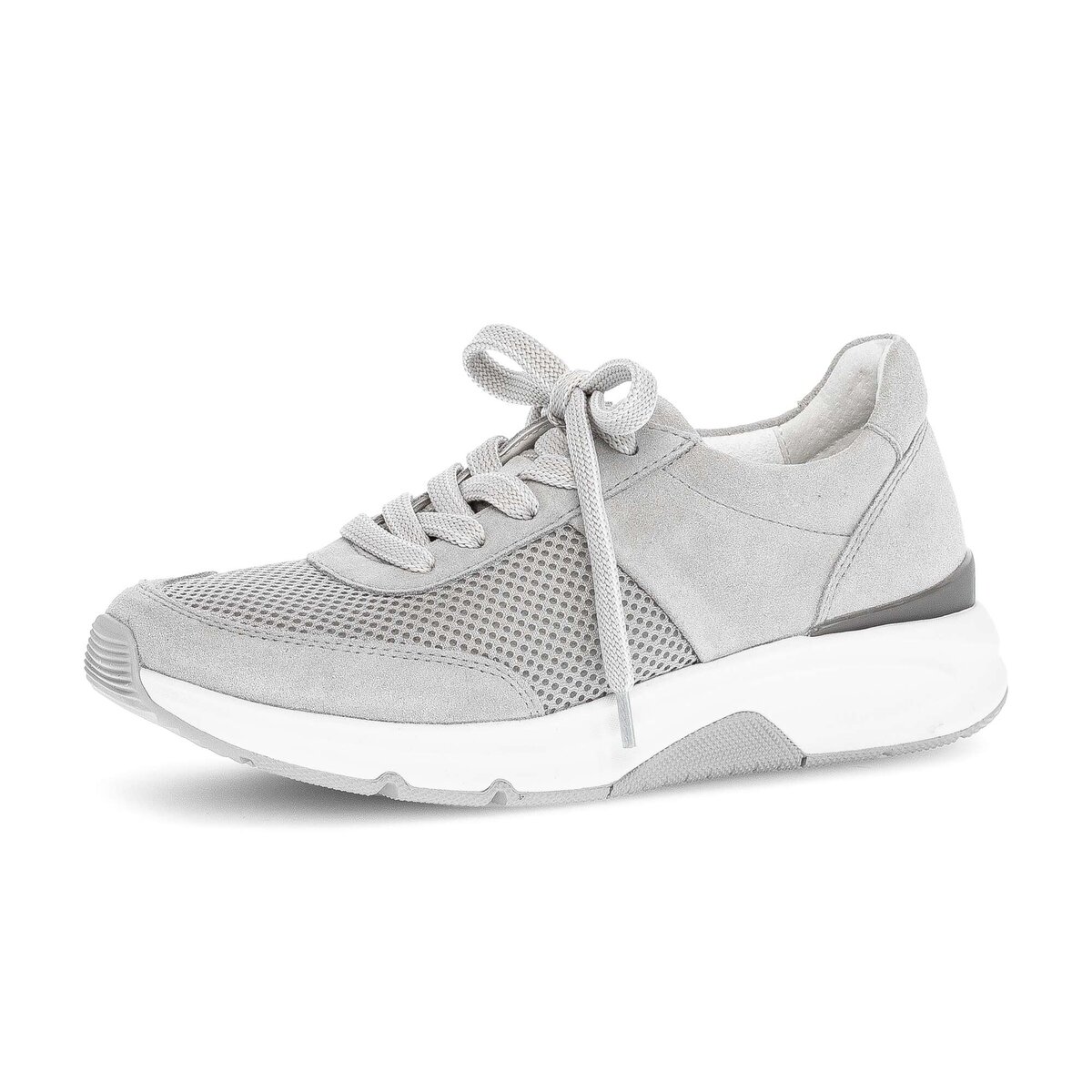Sneaker GABOR "Sneaker low Materialmix Leder/Lederimitat", Damen, Gr. 38, grau, Schuhe Sneaker