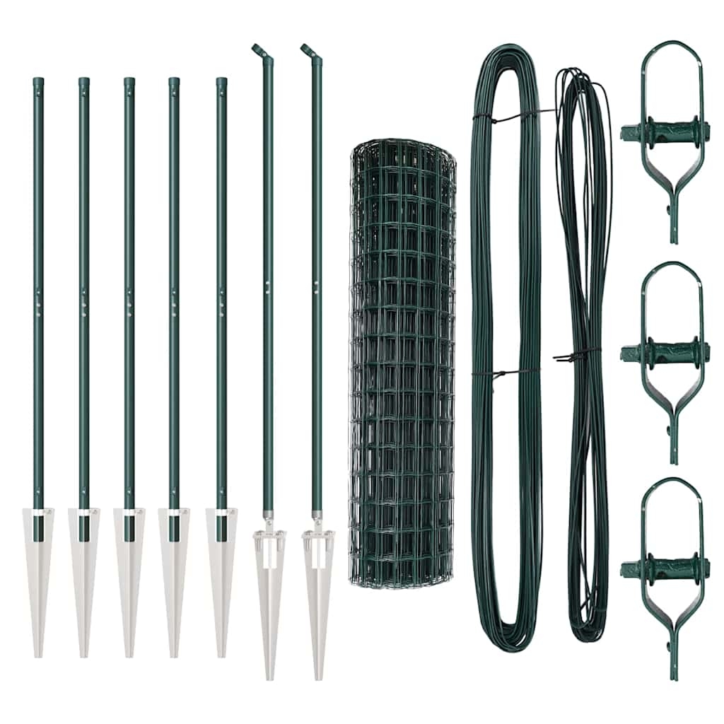 vidaXL Zaun mit Pfosten Grün 1 x 10 m Stahl und PVC Image