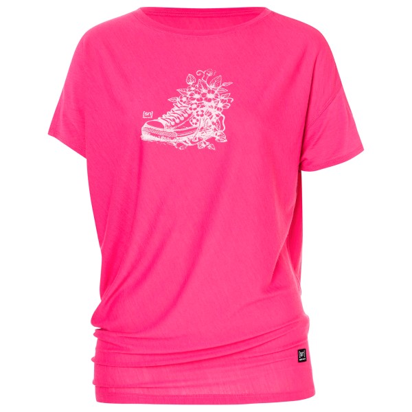 super.natural - Women's Flower Sneakers Loose Tee - Merinoshirt Gr M rosa