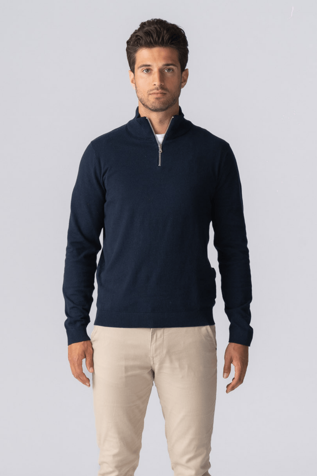 Pullover mit halbem Reißverschluss – Marineblau Image