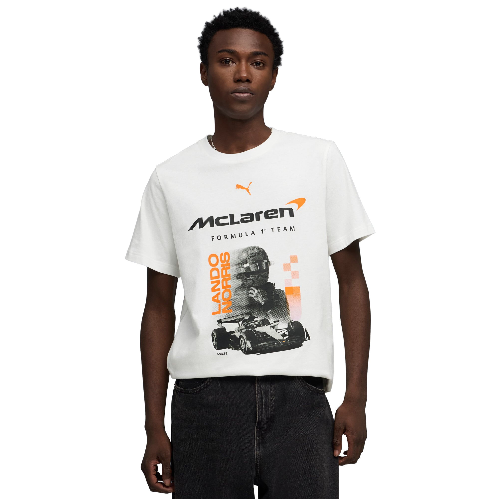 McLaren Lando Norris Fahrer-T-Shirt – Weiß – Unisex