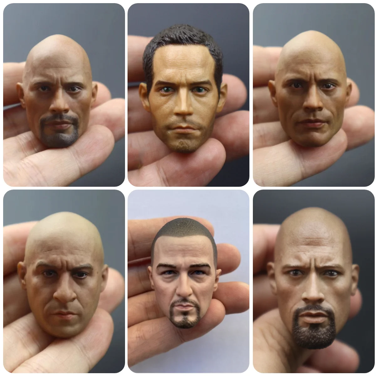 Modèle de sculpture de tête furieuse de voiture diesel Fast Vin, adapté aux figurines d