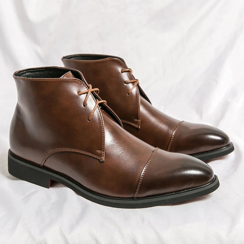 Herren-Stiefel aus echtem Leder im englischen Stil, spitze Chelsea-Stiefel für Herren, Business-Bankett, formelle kurze Stiefel, große Größe: 38–48