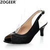 Sommer-Damensandalen, modisch, lässig, Med-Heels, Flip-Flops, offene Spitze, Schwarz, Silber, Gold, Blau, Damen-Sandale, große Größe 45, Party-Schuhe