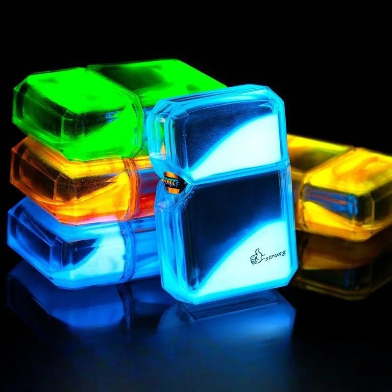 Leuchtende Geschwindigkeit und fluoreszierendes Gasfeuerzeug, winddicht, kreative transparente Schale, Zubehör für Freund, modisches Geschenk Image