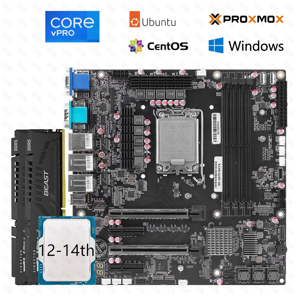 Q670 Motherboard Kit All-in-One-PC NAS-Set mit 12-14. Kern DDR5 max. 128 GB, unterstützt VPro 3*SFF-8643 2*M.2-NVME-Server-Set Image