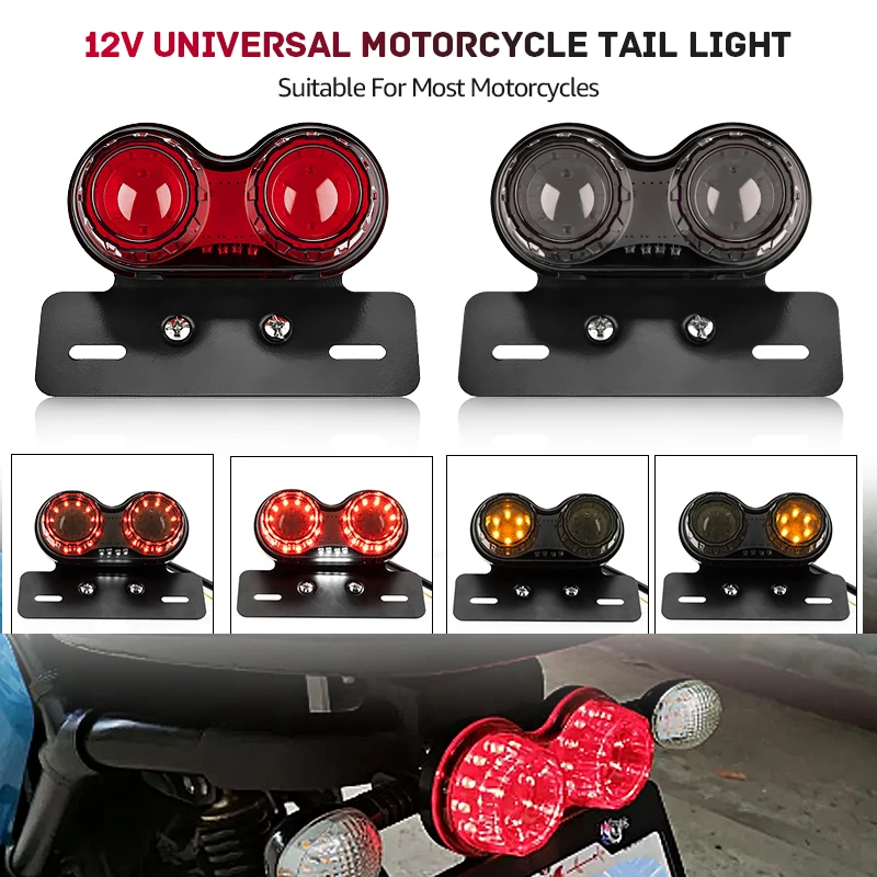 Fanale posteriore a LED per moto Indicatore di direzione Lampada freno Porta targa Luce per Honda Yamaha Harley Fanale posteriore a LED universale 12V