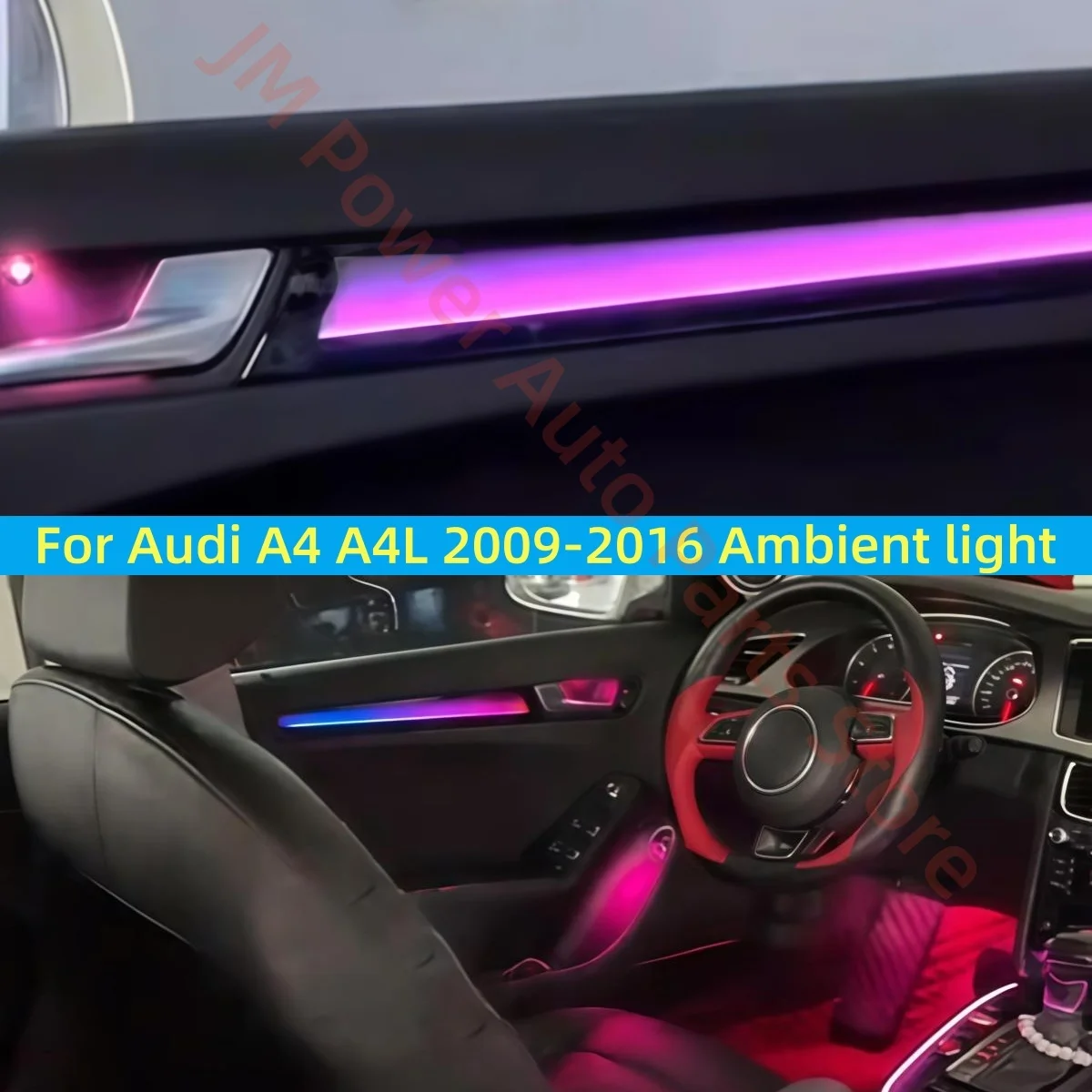 Passend für Audi A4 A4L 2009–2016, LED-Umgebungslicht, Upgrade der Innenbeleuchtung von Autozubehör, anhebbarer Mittellautsprecher Image