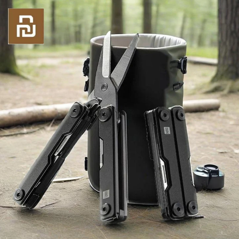 HUOHOU Mini Multifunktionsmesser Outdoor Camping Klappmesser Werkzeug Multitool 10 in 1 Tragbare Schere Schraubendreher Set Image