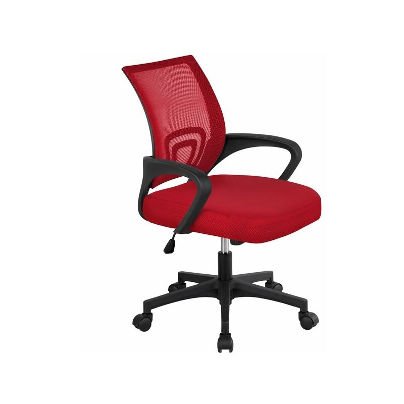 Yaheetech Sedia Da Ufficio Per Scrivania Ergonomica Reclinabile Girevole Altezza Regolabile Con Rotelle Direzionale E Braccioli In Rete Traspirante Rosso