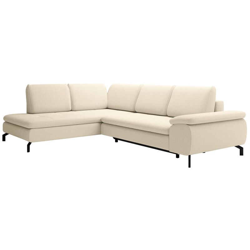 Vente-unique - Grande Divano Letto Letto Angolo A Sinistra In Tessuto Testurizzato Beige - Archibald