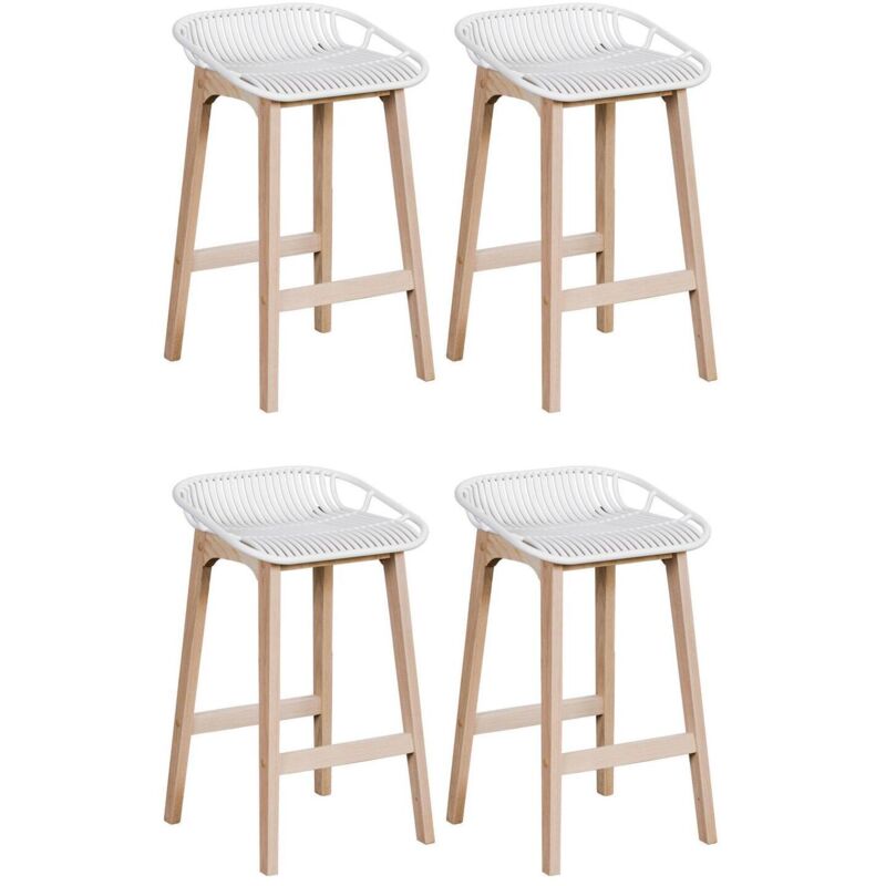 Set Di Sedie Da Bar E Isola In Rovere Malmo Da 65 Cm Con Seduta In Plastica