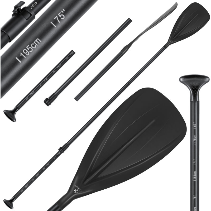 Kesser - Pagaia - 3 Pezzi Per Tavola Da Kayak Sup Stand-up Paddling Paddle Telescopico Regolabile 165cm-215cm Alluminio Per Stand Up Paddle Kayak Nero