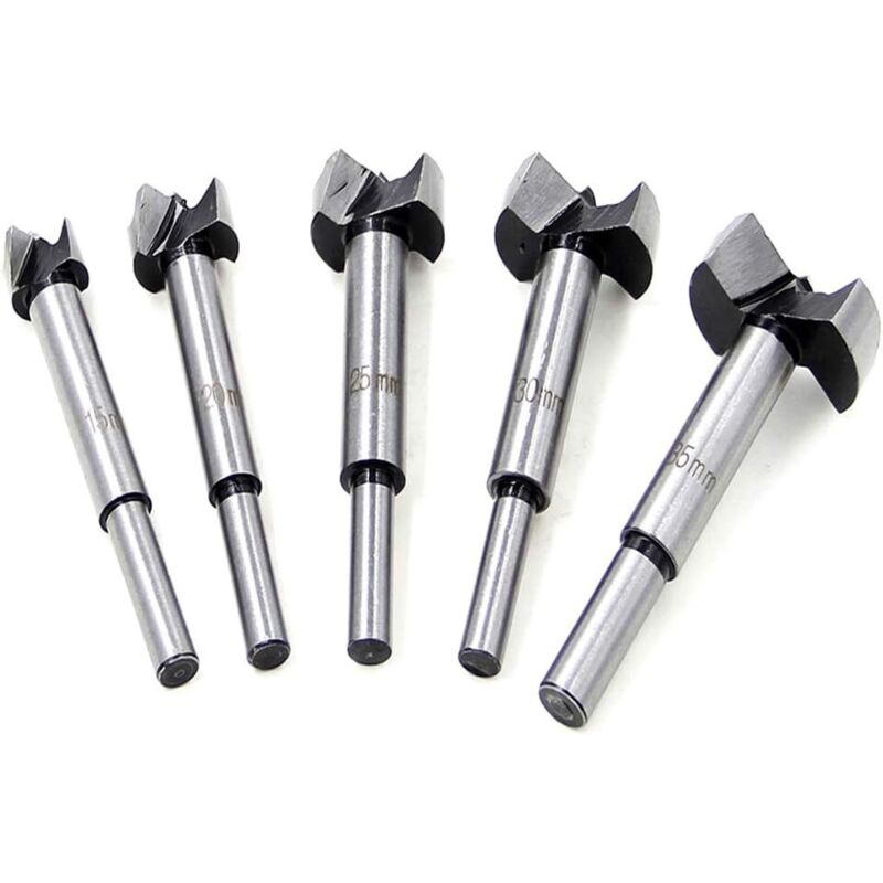Set Di Punte Da Trapano Da 15-35 Mm, 5 Pezzi, Punta Da Trapano Per Legno In Carburo Ad Alta Velocità, Punta Da Trapano In Acciaio Ad Ala Piatta, Punta Da Trapano Per Cerniere, Punta Da Trapano Svasata