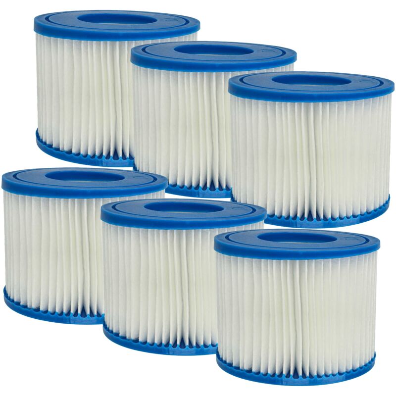 Vhbw 6x Cartuccia Filtrante Di Tipo Vi Compatibile Con Bestway Lay-z-spa Paris, Palm Springs Piscina - Filtro Di Ricambio Blu / Bianco