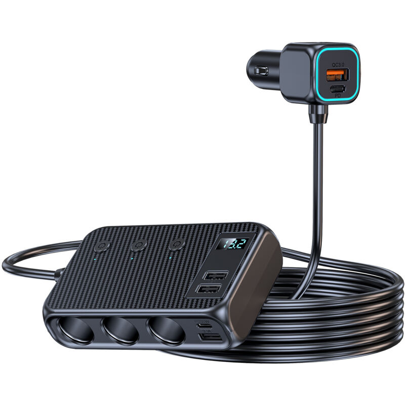 Caricabatterie Per Auto Usb C 9 In 1, Caricabatteria Per Auto Usb Tipo C, 171 W Con 3 Prese, Caricabatteria Per Auto Usb C 12 V/24 V, Con 4 Porte Usb + Doppio Pd Con Interruttore Indipendente, Display