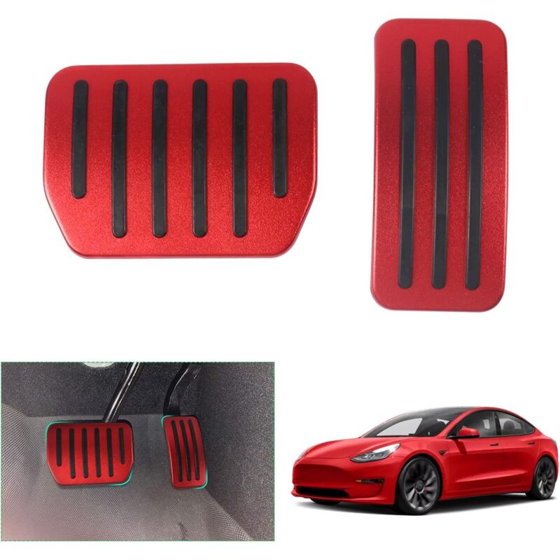 Pedali Dell'acceleratore E Del Freno Tesla Model Y Juniper 2025 2026/ Model 3 2022-2025 2026, Copripedali Model 3 Highland, Piastra Di Copertura Del Poggiapiedi, Accessori Tesla Model Y 2025 (rosso)