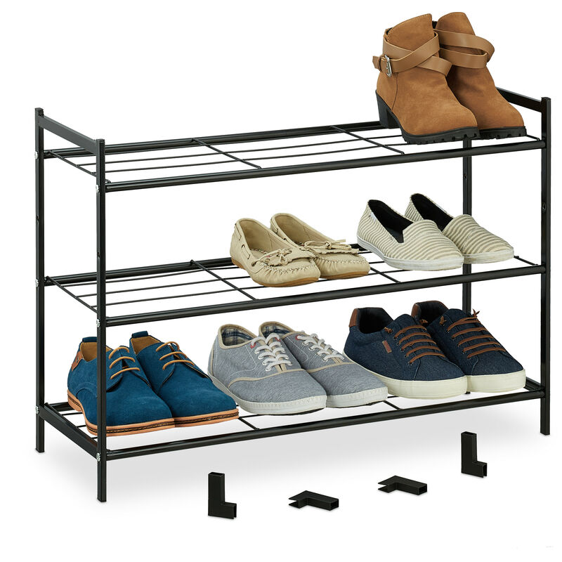Relaxdays - Scarpiera A 3 Ripiani, Scaffale Modulare Hxlxp: 50 X 70 X 26 Cm, Portascarpe Salvaspazio Slim 9 Paia Di Scarpe