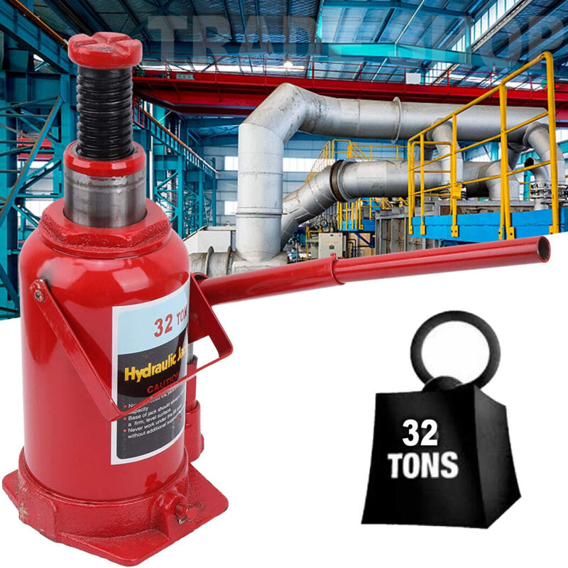 Trade Shop Traesio - Cric-sollevatore Crick Idraulico A Bottiglia 32 T Tonnellate Martinetto Manuale -