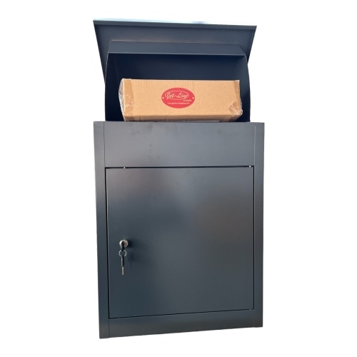 Jet-Line® | Paketbox |Paketablage Briefbox mit Paketfach Gr. L | Metall anthrazit 55x35x45,5cm Image