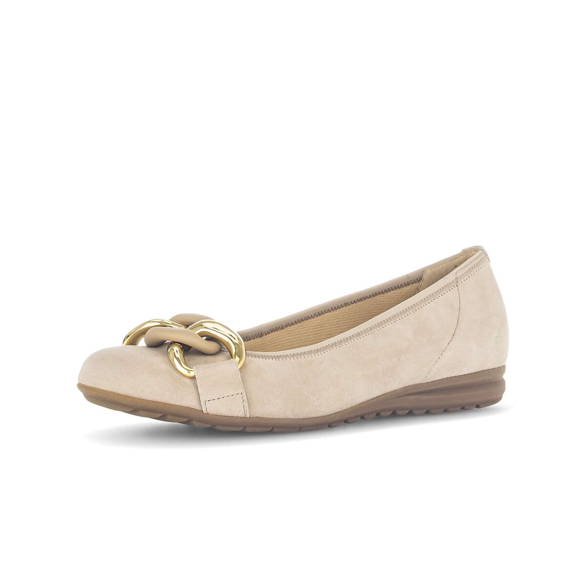 Ballerina GABOR "Sportliche Ballerina Rauleder", Damen, Gr. 42,5, beige, Schuhe Ballerina