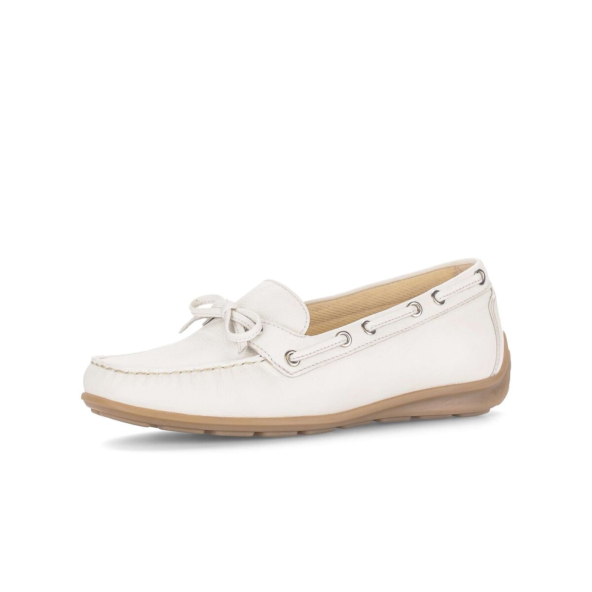 Mokassin GABOR "Mokassin Glattleder", Damen, Gr. 42,5, weiß, Schuhe Mokassin