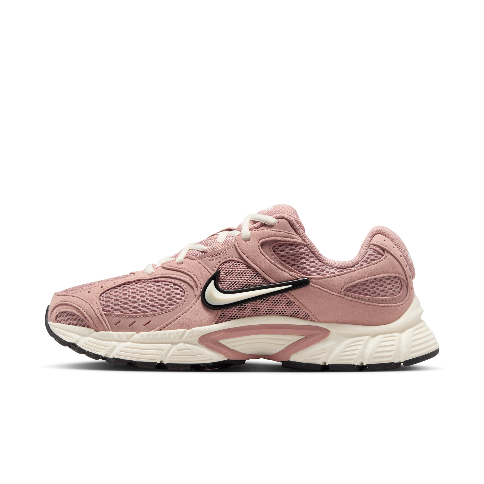 Sneaker NIKE SPORTSWEAR "W NIKE V5 RNR", Damen, Gr. 40,5, particle pink, pale ivory, schwarz, schwarz, Synthetik, Textil, Schuhe Sneaker, inspiriert vom Design des Y2K Nike Vomero 5