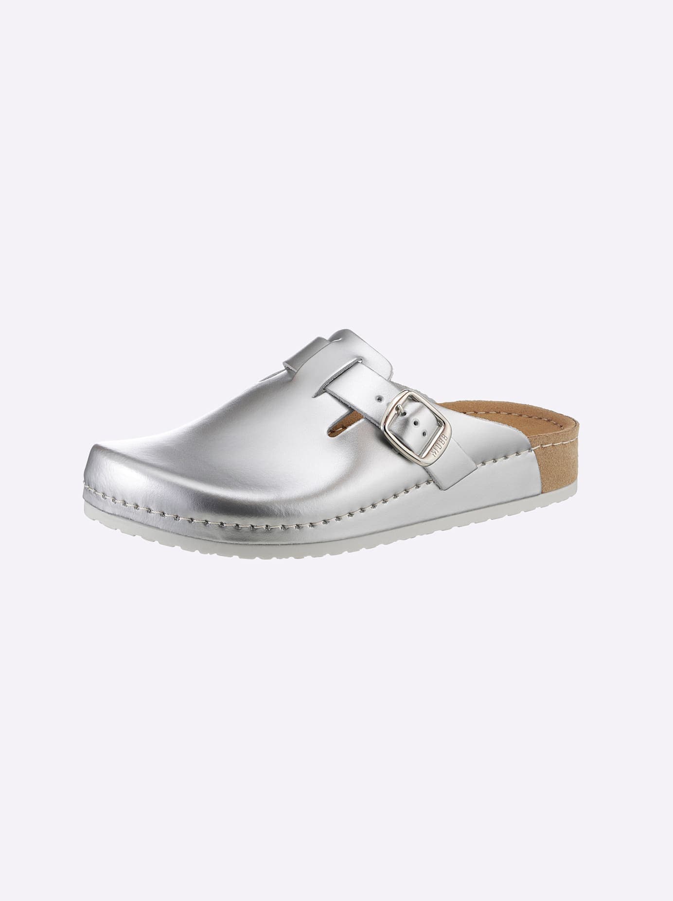 Clog MUBB, Damen, Gr. 39, silber (silberfarben), Glattleder, Schuhe Clog