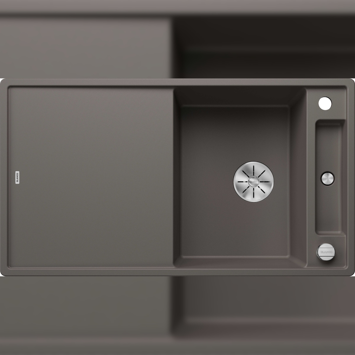 BLANCO GmbH + Co KG BLANCO AXIA III 5 S Einbauspüle SILGRANIT vulkangrau ab 50 cm mit Brett