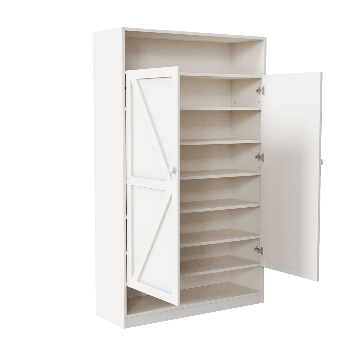 OKWISH Schuhschrank Weiß 141x80x40 cm mit Doppeltür und 8 Ebenen, leise Metallscharniere, viel Stauraum, pflegeleichte Oberfläche Image