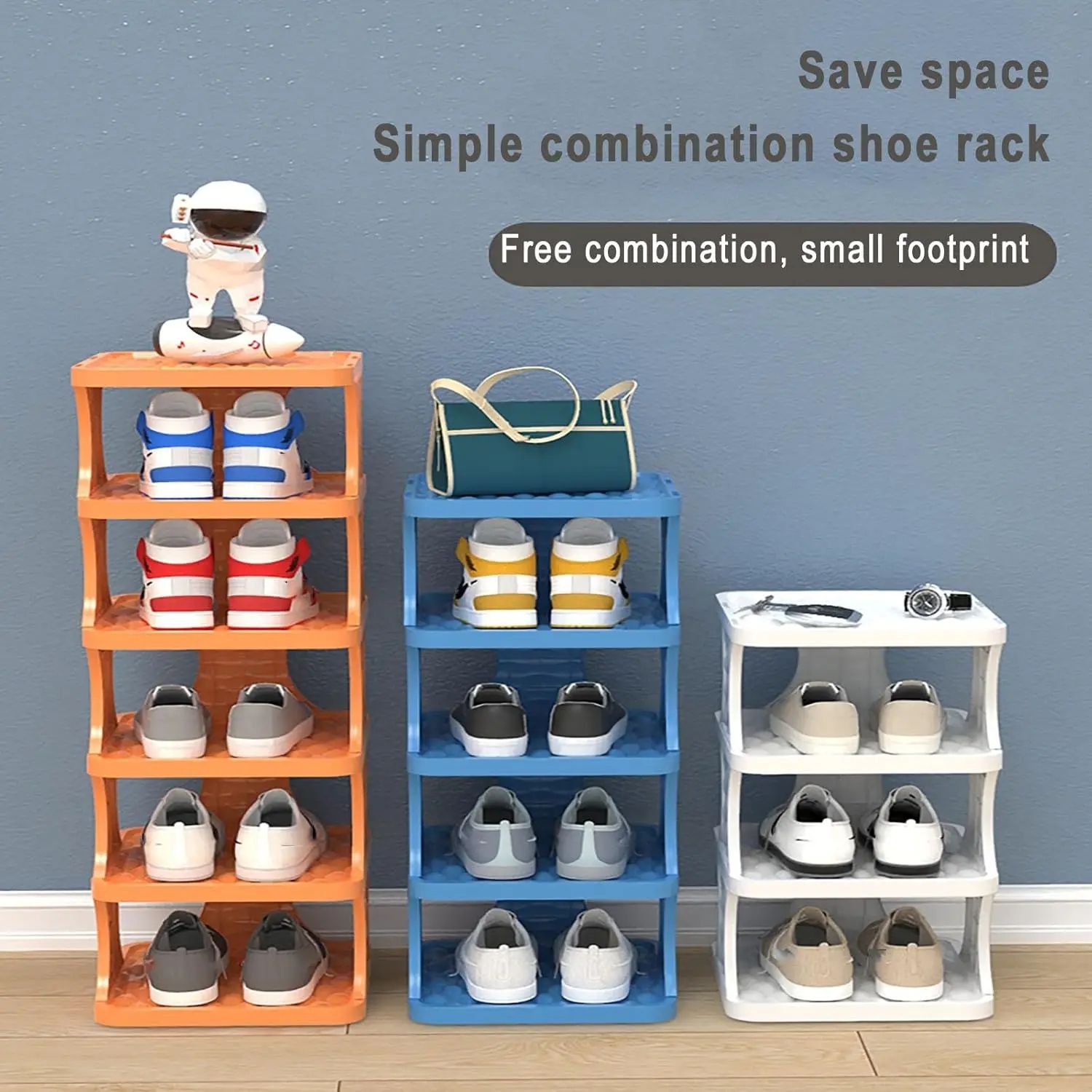 Vertical Multi Tier Shoe Rack Organizer Minimalist Space Saving Shoe Storage Shelf For Bedroom, Closet & Living Room orange