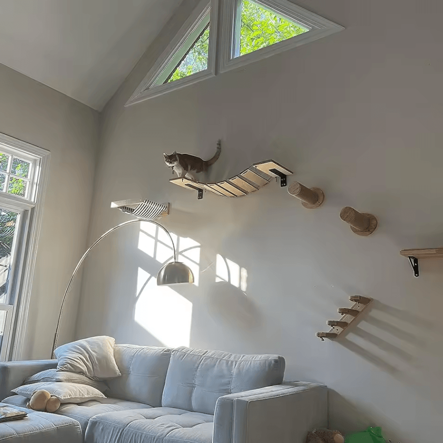 Wall Mounted Cat Tree With Sisal Scratching Post Hammock And Climbing Platforms cat Scratching Post