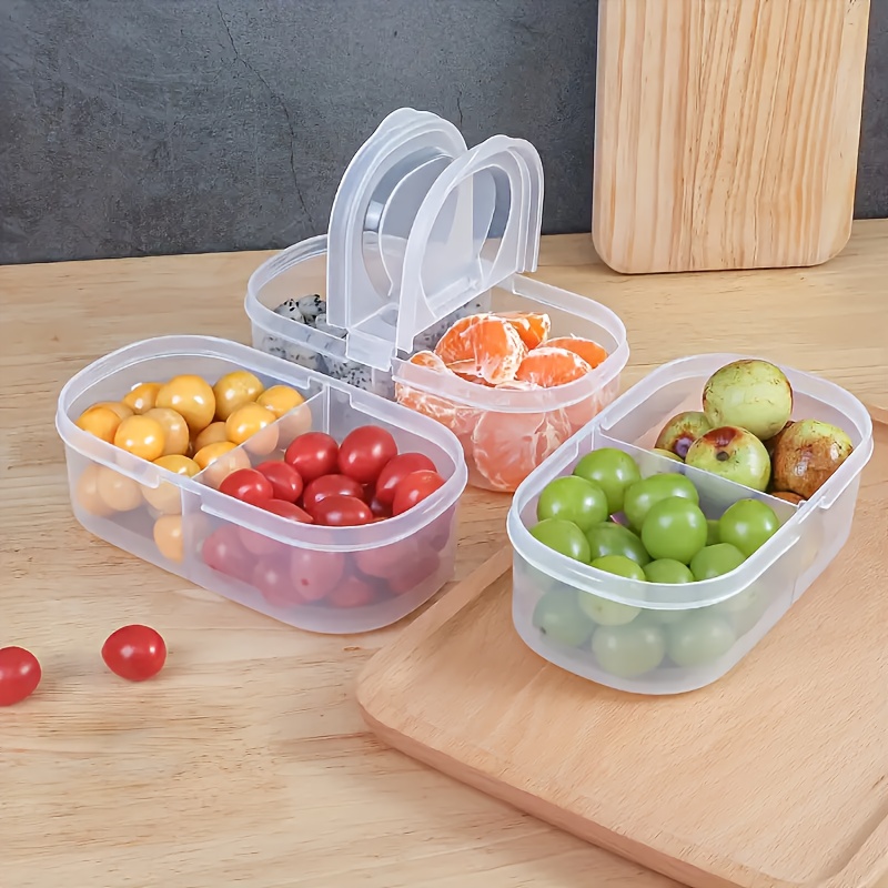 Reusable Dual Compartment Food Storage Container Plastic Sealed For Spices Lunch Herbs Kitchen Camping Office purple