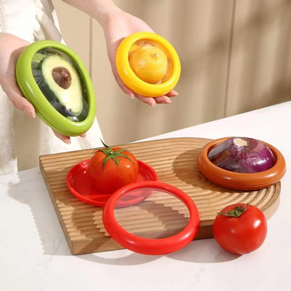 Avocado Storage Organizer, Silicone Fruit Storage Box, Reusable Antioxidant Storage Tools For Fruits And Vegetables yellow