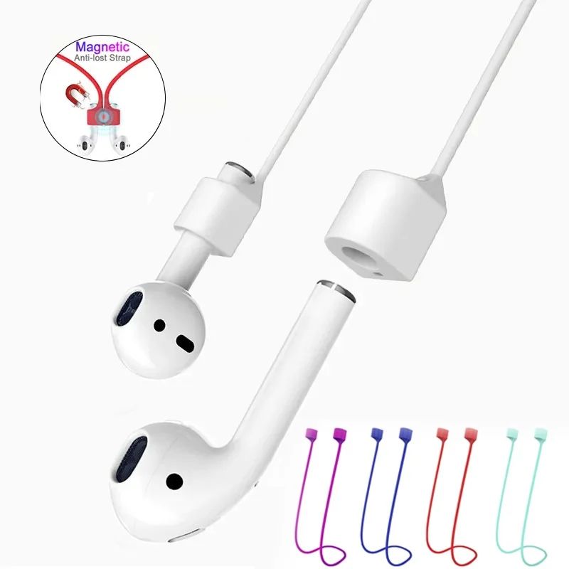 Magnetic Silicone Wireless Earbuds Neck Strap For AirPods & Bluetooth Earbuds Anti Lost Lanyard b sea Blue