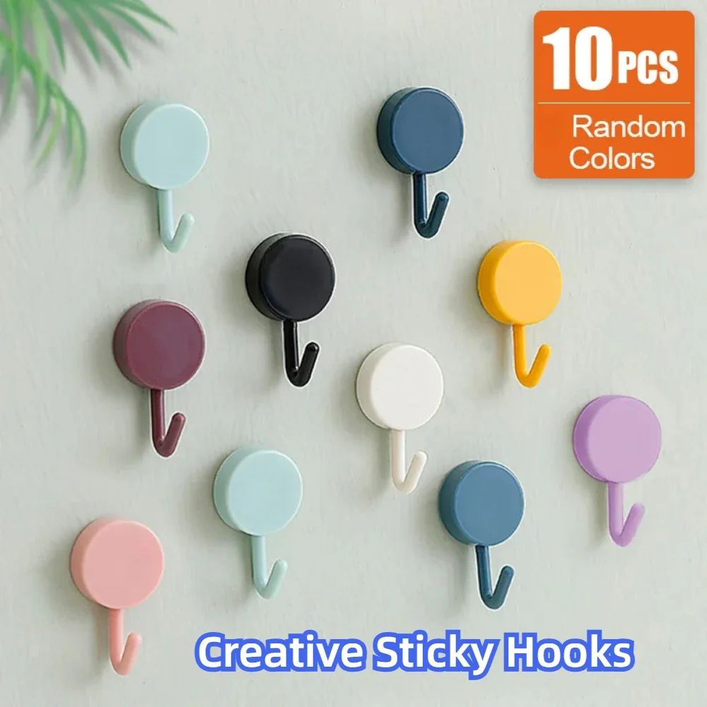 10 Pack Strong Self Adhesive Wall Hooks black 10pcs