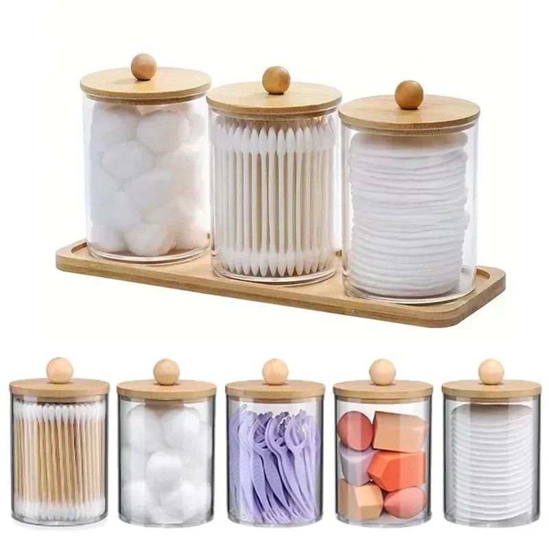 Crystal Clear Multi Purpose Desktop Storage Canister 3pcs Jar