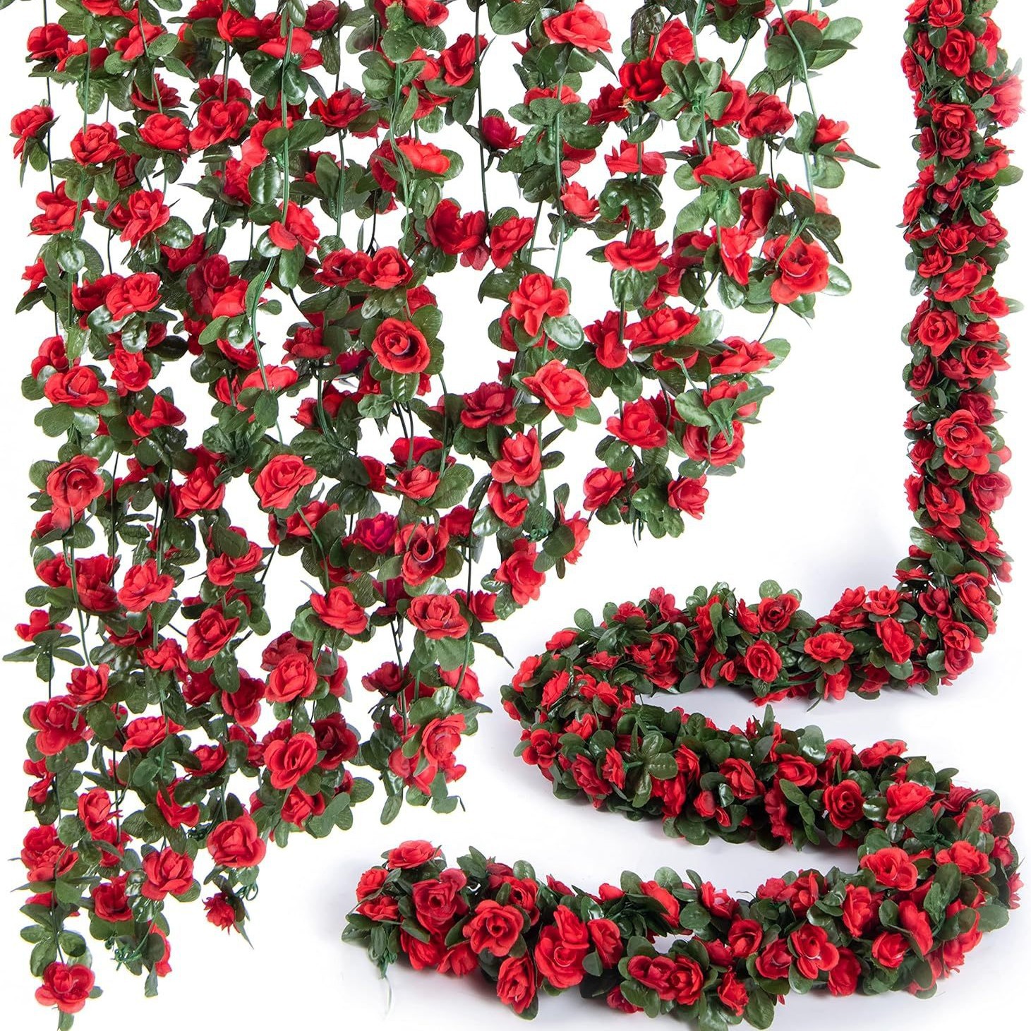 Rose Artificial Flowers Vine, Fake Flowers For Home Decor, Wedding, Garden Outdoor Rattan Ornament 3 1pcs