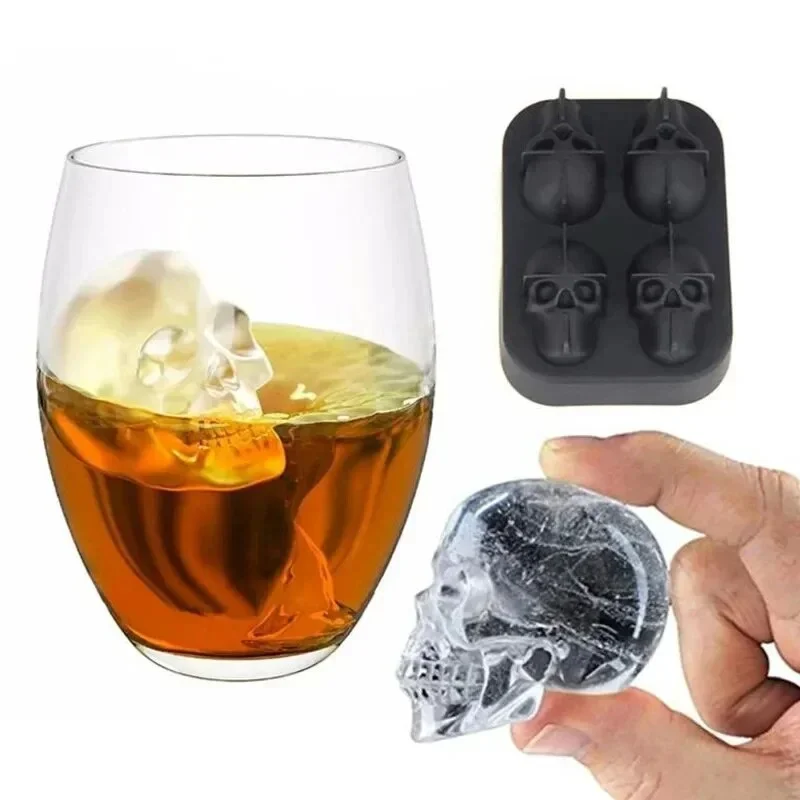 Skull Ice Block Mold, Skull Shape Whiskey Ice Block, Silicone Skull Ice Grid, Creative Ice Model For Bar red