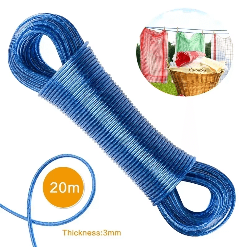 Outdoor Clothing Drying Rope 787.4in Steel Wire PVC Wash Line For Garden, Travel & Camping clear 20meter