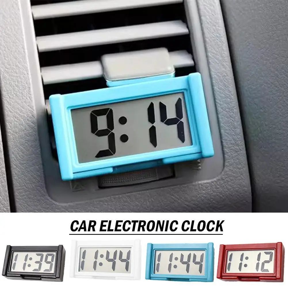 High Precision Mini Car Dashboard Digital Clock (Stick On, Portable LCD) black